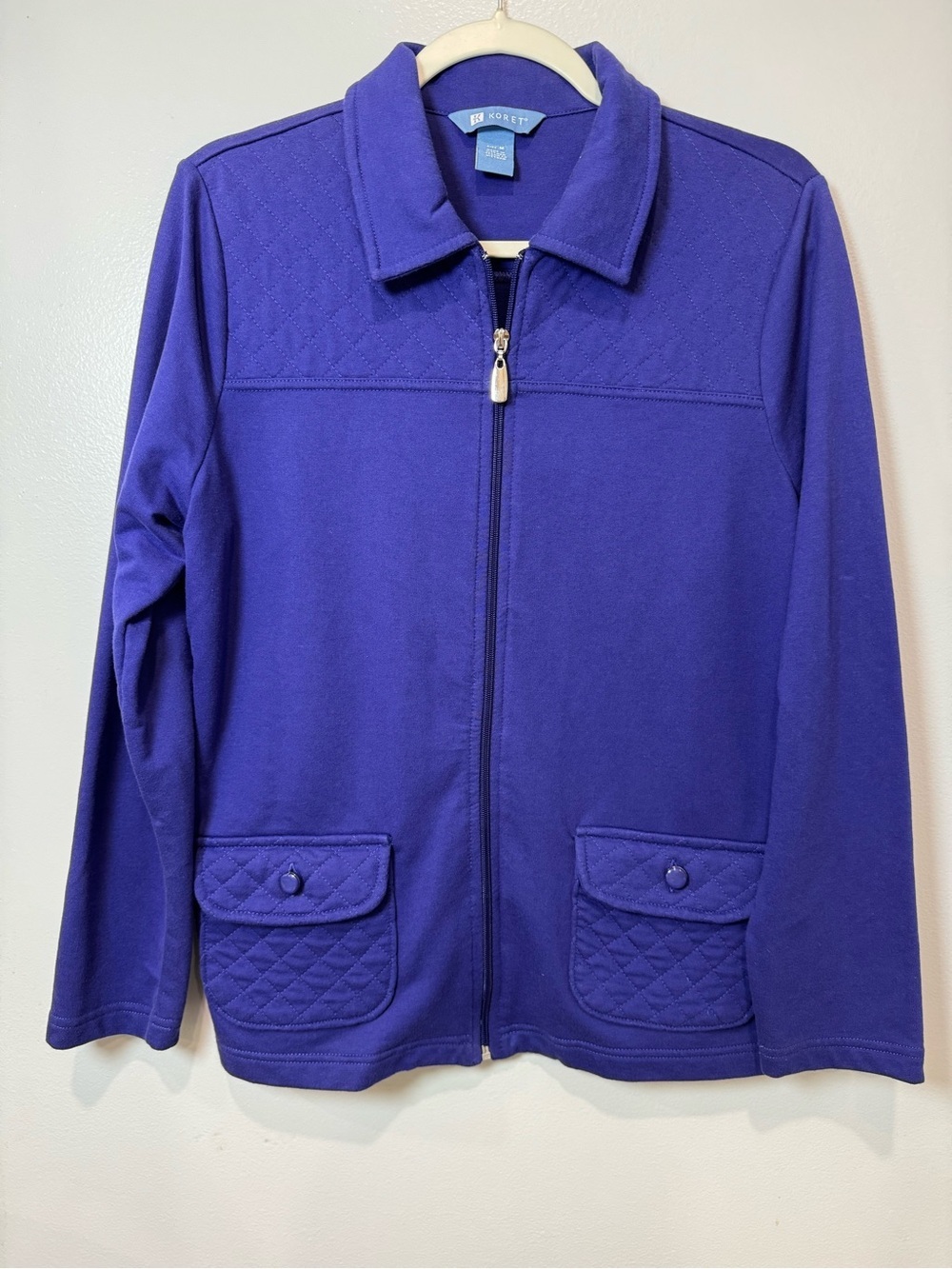 Koret Purple Cotton Blend Jacket Track Active Sport Jacket Pockets M